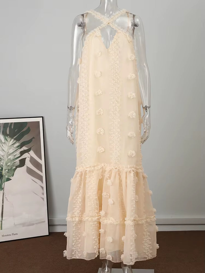 Sleeveless Halter Maxi Summer Dress