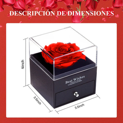 Preserved Red Real Rose with I Love You Necklace in 100 Languages -Eternal Flowers Rose Gifts for Mom Wife Girlfriend Her on Christmas Valentines Day Mother'Sday Anniversary Birthday Gifts for Women