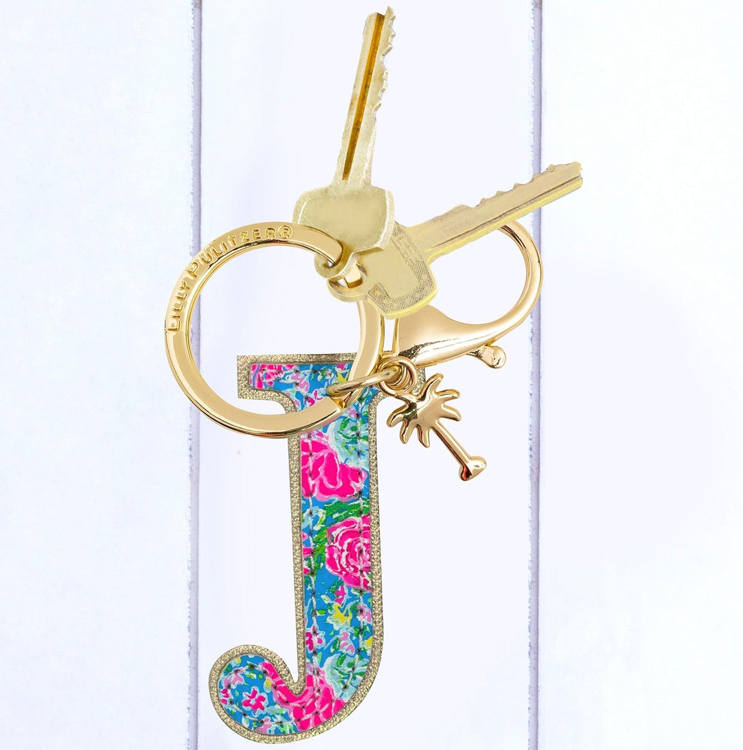 Lilly Pulitzer Leatherette Initial Keychain, Letter Bag Charm for Women