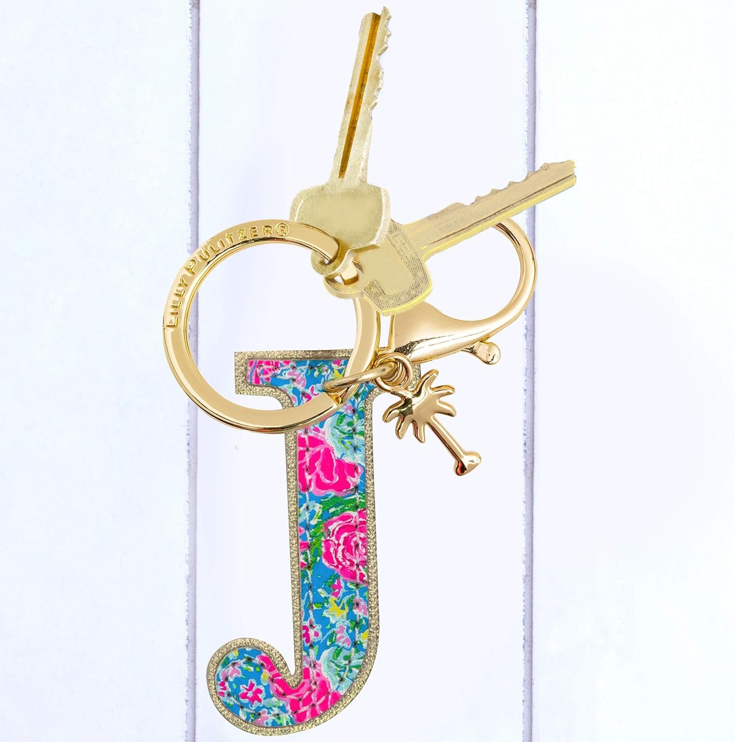 Lilly Pulitzer Leatherette Initial Keychain, Letter Bag Charm for Women