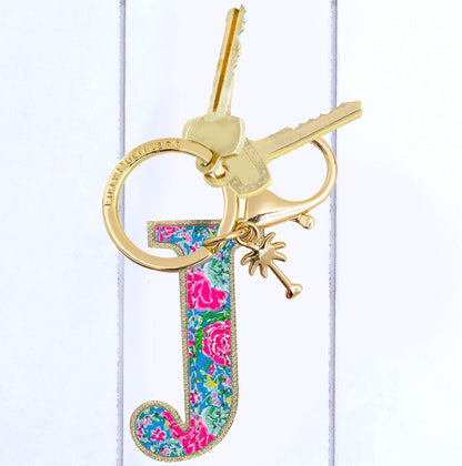 Lilly Pulitzer Leatherette Initial Keychain, Letter Bag Charm for Women