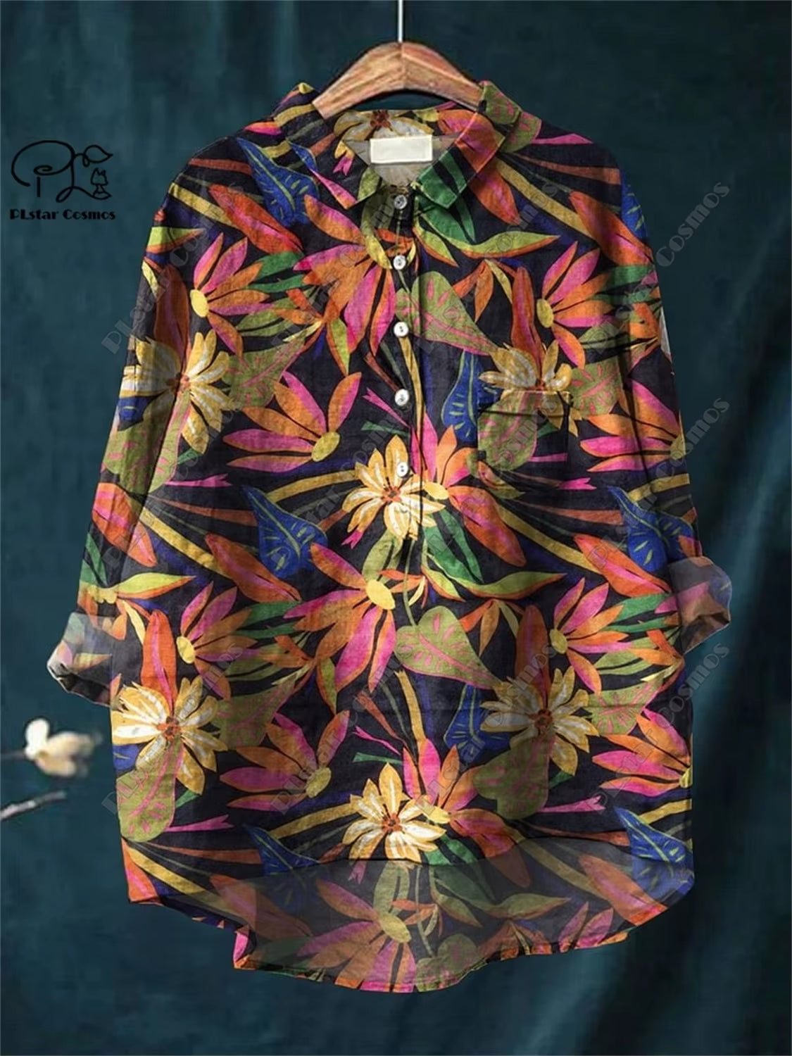 3D Floral Open Tube Shirt for Bold Summer Vibes