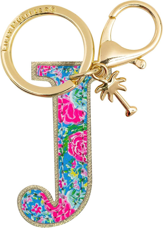 Lilly Pulitzer Leatherette Initial Keychain, Letter Bag Charm for Women