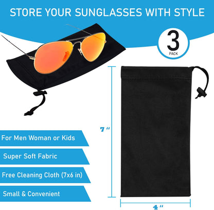 Sunglasses Pouch Soft Slim Glasses and Phone Case with Drawstring Closure